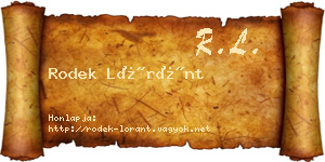 Rodek Lóránt névjegykártya